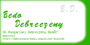 bedo debreczeny business card